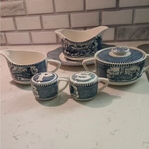 Blue and White Ceramic Dish Set